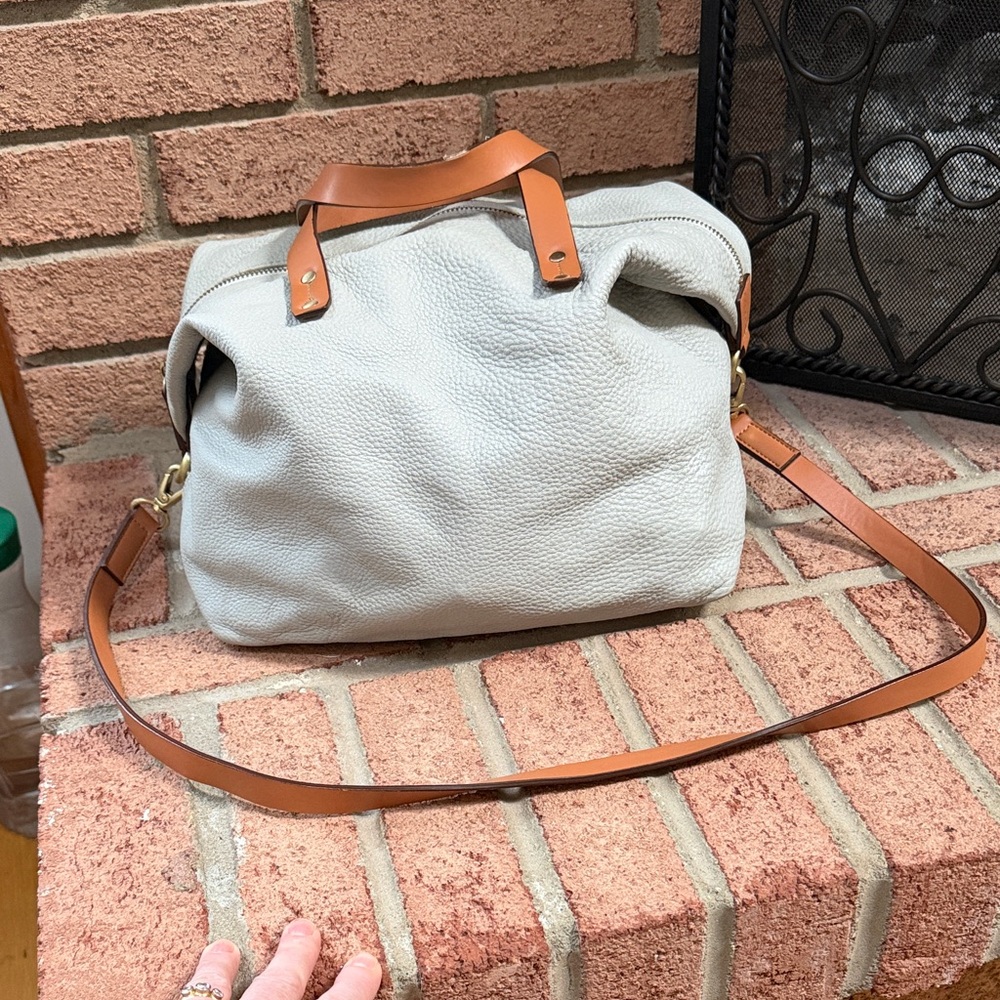GAP Gray and Brown Leather Shoulder Bag